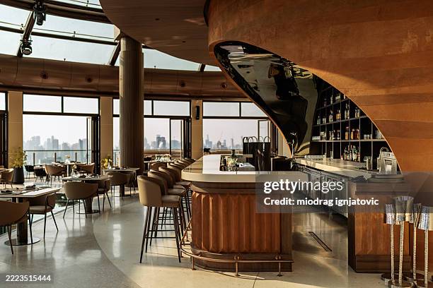 elegant rooftop bar - gymnastics bar stock pictures, royalty-free photos & images