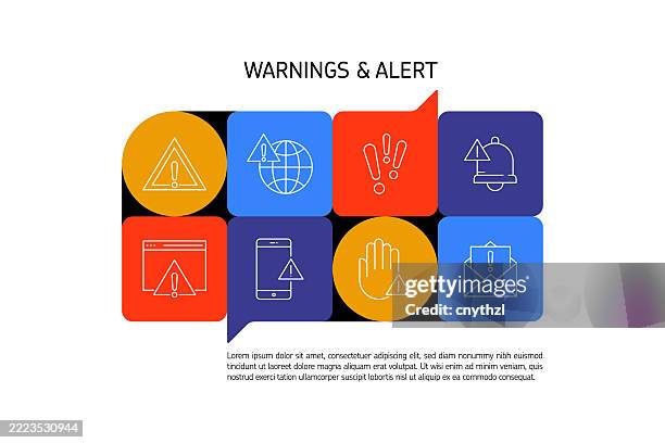 warnings and alert concept banner design. exclamation mark, error, stop, attention, danger. - wake death stock illustrations