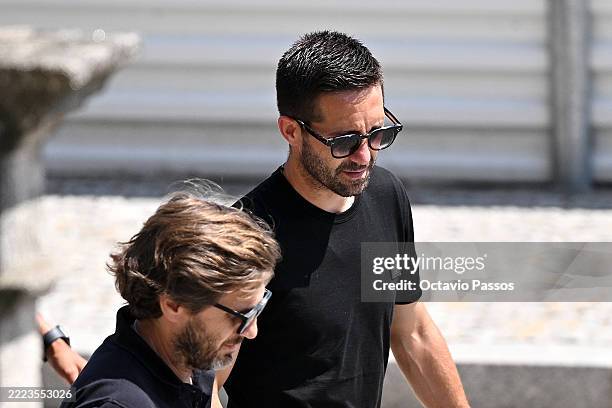 Joao Moutinho, football player for Braga and previously the Portugal national team, arrives at a public wake held for Diogo Jota and his brother...