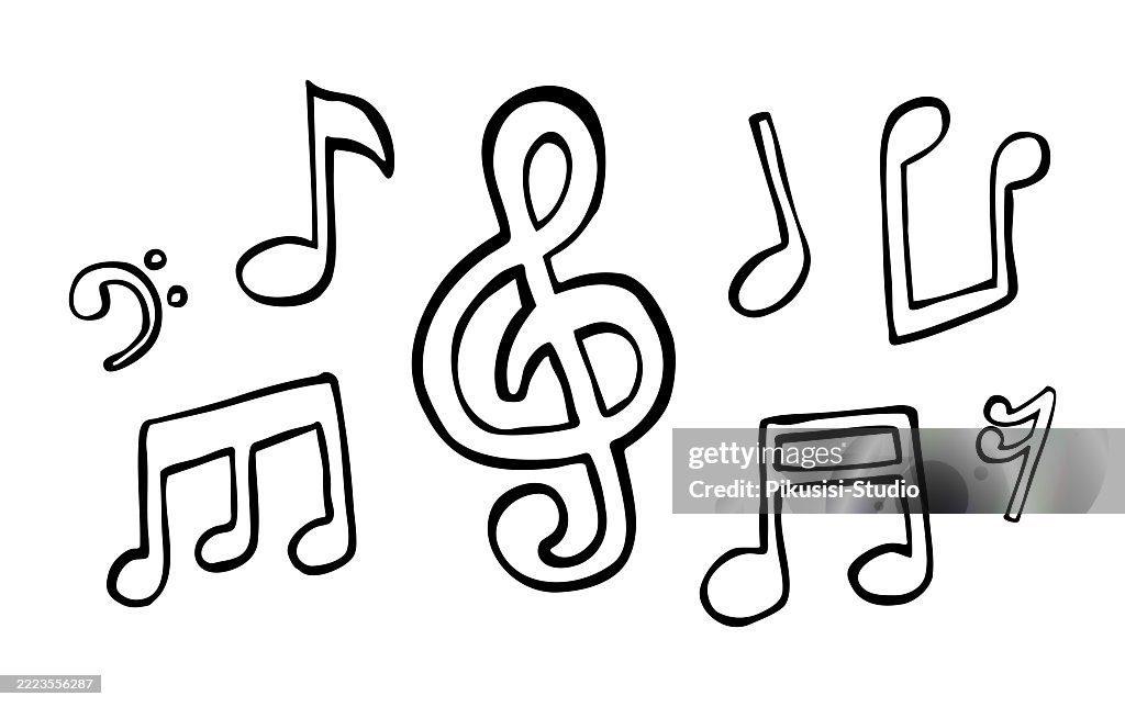 Music Notes Simble Simple Handdrawn Music Notes And Symbols On White Background High-Res ...