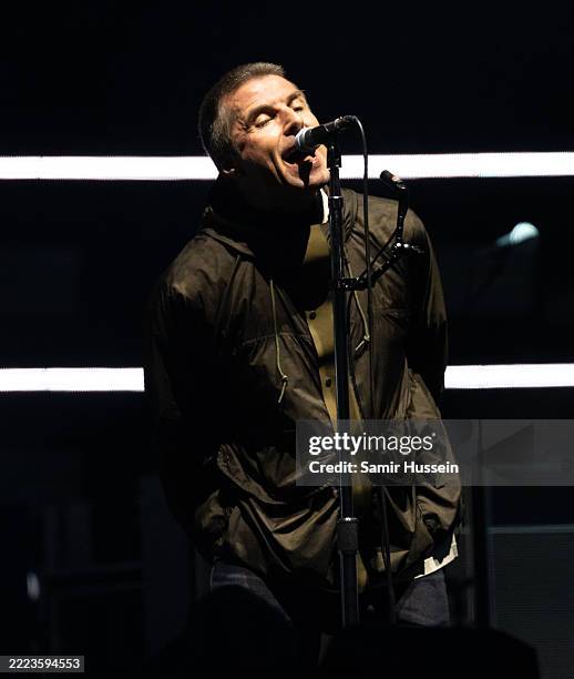 Liam Gallagher of Oasis performs during the opening night of their Live 25' Tour at Principality Stadium on July 04, 2025 in Cardiff, Wales.