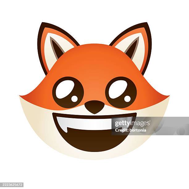 happy fox emoji icon - fox logo stock illustrations