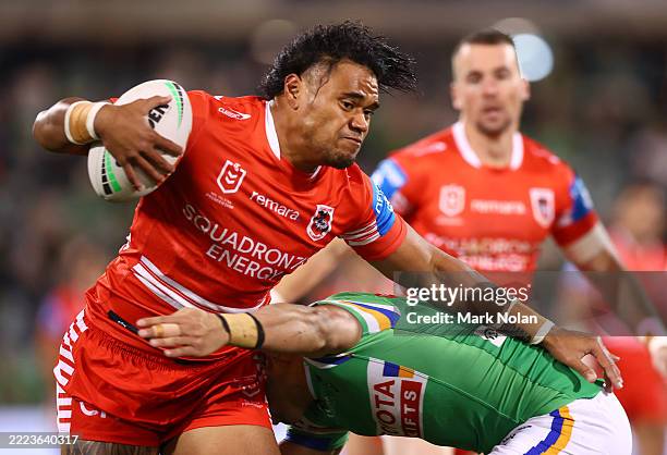 Nolan Stringer Moses Suli of the Dragons in action during the round 18 NRL match ...