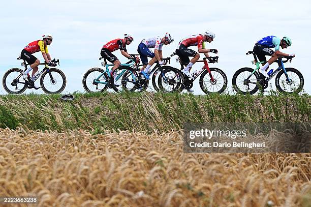 Benjamin Thomas of France and Team Cofidis, Mathis Le Berre of France and Team Arkea - B&B Hotels, Matteo Vercher of France and Team TotalEnergies,...