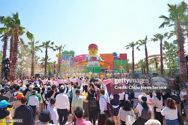 People visit the LEGOLAND Shanghai Resort on July 5, 2025 in Shanghai, China. In a burst of colorful creativity and boundless imagination, LEGOLAND...