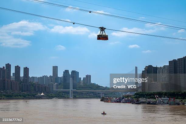 The water level of Yangtze River in Chongqing section rises on July 5, 2025 in Chongqing, China.