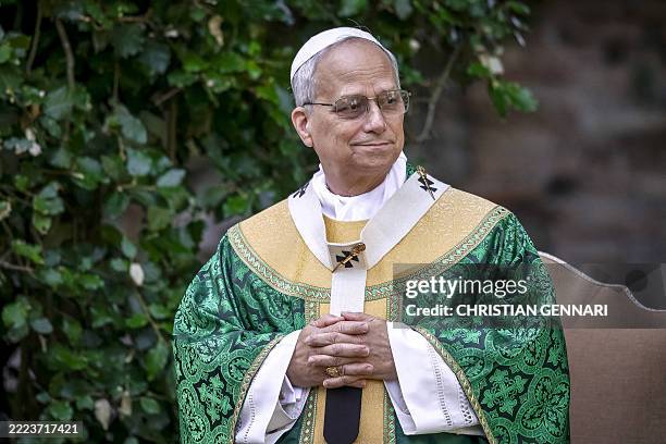 Pope Leo XIV celebrates a Mass for the Care of Creation in the "Borgo Laudato si'" inside the pontifical villas in Castel Gandolfo, Italy