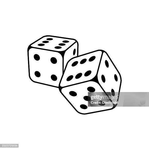 illustrations, cliparts, dessins animés et icônes de deux dés blancs avec trait modifiable - jeu de dés