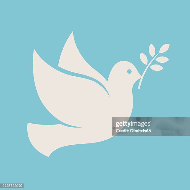 symbol für das friedenssymbol der taube - olivenzweig stock-grafiken, -clipart, -cartoons und -symbole