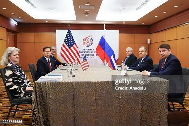 Russian Foreign Minister Sergey Lavrov and United States Secretary of State Marco Rubio meet on the margins of the ASEAN Foreign Ministers Meeting in...