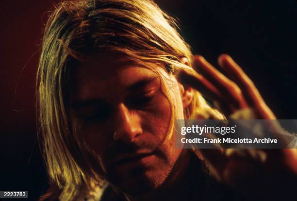 Kurt Cobain of Nirvana during the taping of MTV Unplugged at Sony Studios in New York City, 11/18/93. Photo by Frank Micelotta.