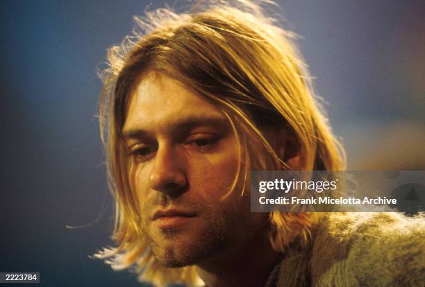 Kurt Cobain of Nirvana during the taping of MTV Unplugged at Sony Studios in New York City, 11/18/93. Photo by Frank Micelotta.