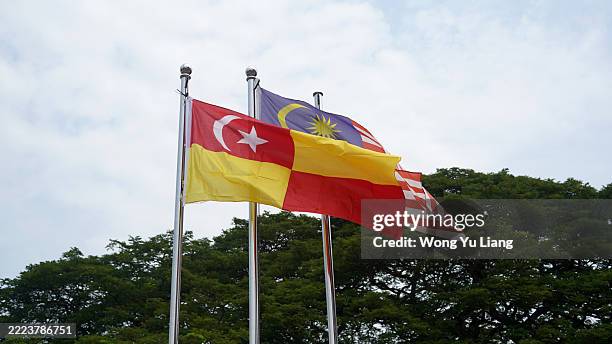 selangor and malaysia flag - estado de selangor fotografías e imágenes de stock