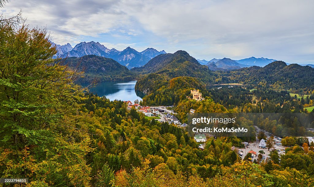 Idyllic Bavarian Landscape with Mountain, and Lake View