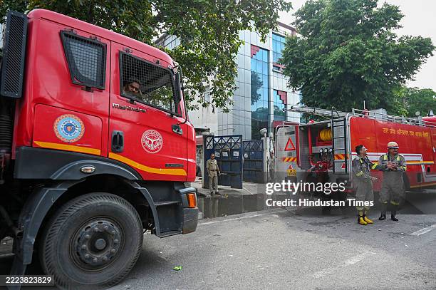 Blast occurred at a paint factory in Noida's Sector 8 on Thursday, injuring five workers, on July 10, 2025 in Noida, India.Fire tenders doused the...