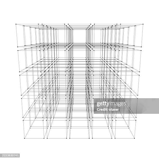 abstract wireframe architecture structure on white background. - the bigger picture stock illustrations