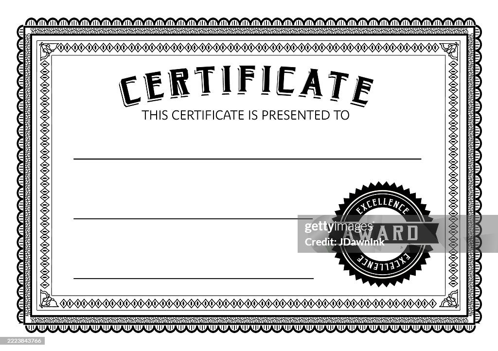 Certificate Diploma Design template for Awards and Achievements black and white with blank areas and copy space for own text