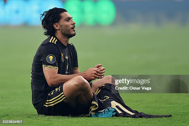 Raúl Jiménez of the Mexico celebrates after scoring a goal with a jersey of former teammate Diogo Jota during the finals of the CONCACAF Gold Cup...