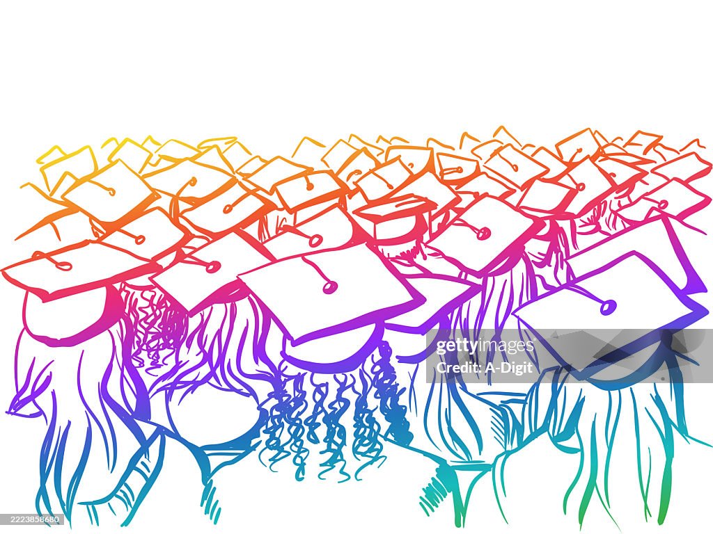 Graduation Graphix Graduationcapcrowdrainbow High-Res Vector Graphic - Getty Images