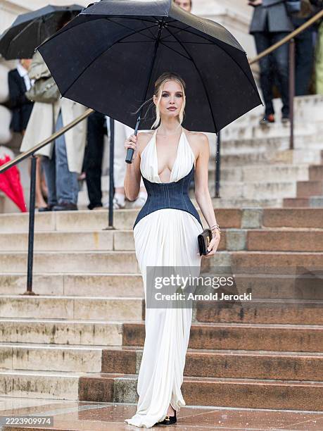 Leonie Hanne attends the Schiaparelli Haute Couture Fall/Winter 2025/2026 show as part of Paris Fashion Week on July 07, 2025 in Paris, France.