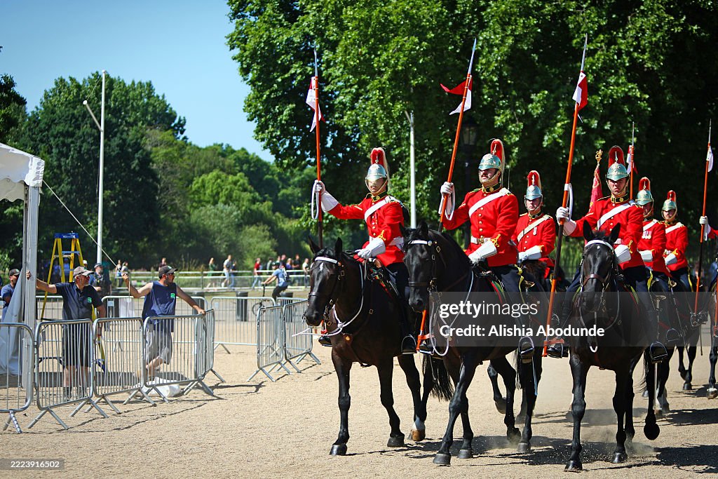 Canadian Course Guard Members of the Canadian Regiment arrive at Horse Guards Parade to ...