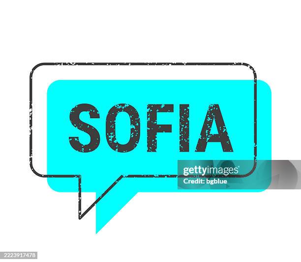 sofia - blue grunge speech bubble on blank background - sofia stock illustrations