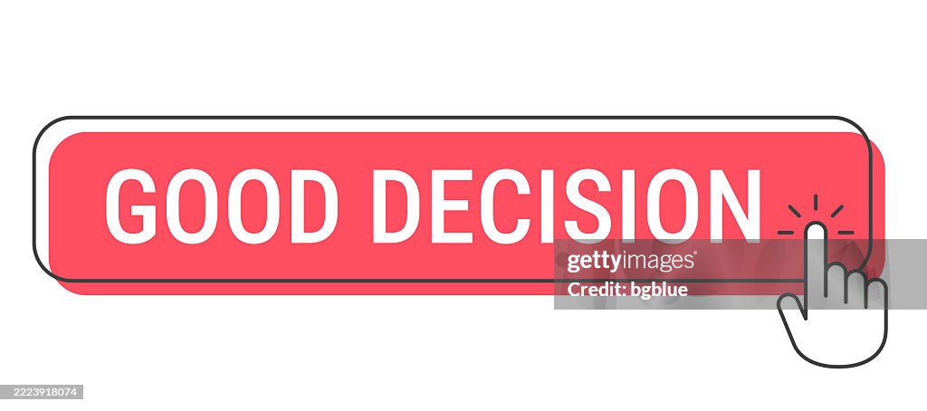 Random Decision Buttons Good Decision Click Button With Hand Cursor On White Background High ...