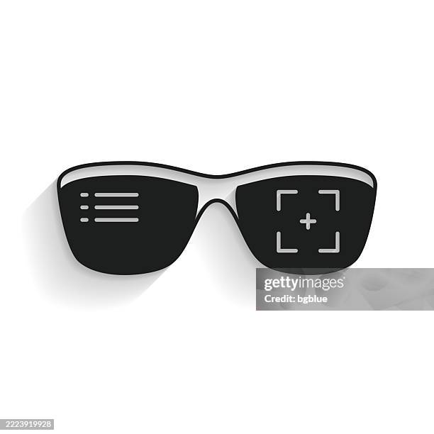 smart glasses. icon with long shadow on white background - smart glasses eyewear stock illustrations