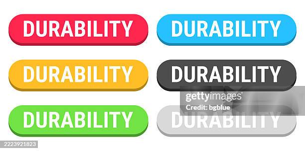 durability - colorful 3d click web buttons on blank background - durable concept stock illustrations