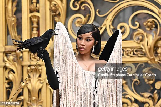 Cardi B attends the Schiaparelli Haute Couture Fall/Winter 2025/2026 show as part of Paris Fashion Week on July 07, 2025 in Paris, France.