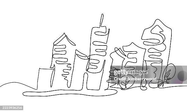 building - continuous drawing stock illustrations