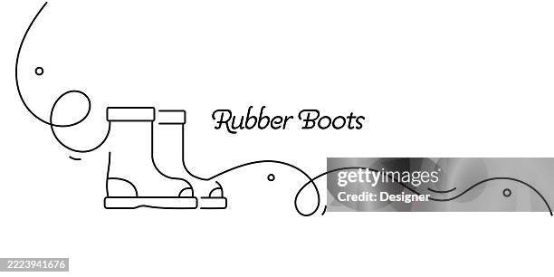 one continuous line drawing of rubber boots icon. single line vector illustration - waterproofing stock illustrations