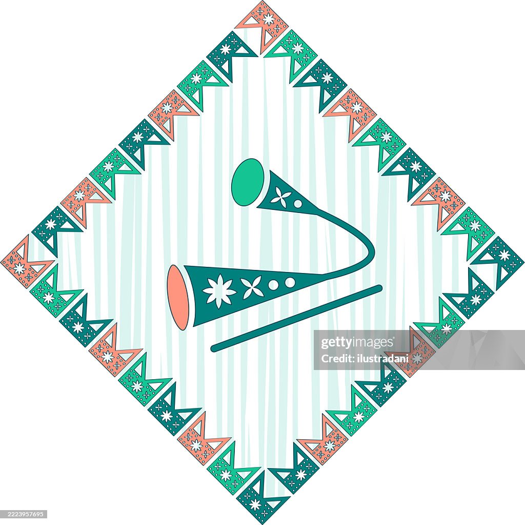 Agogo with flag frame in diamond shape and cutout style