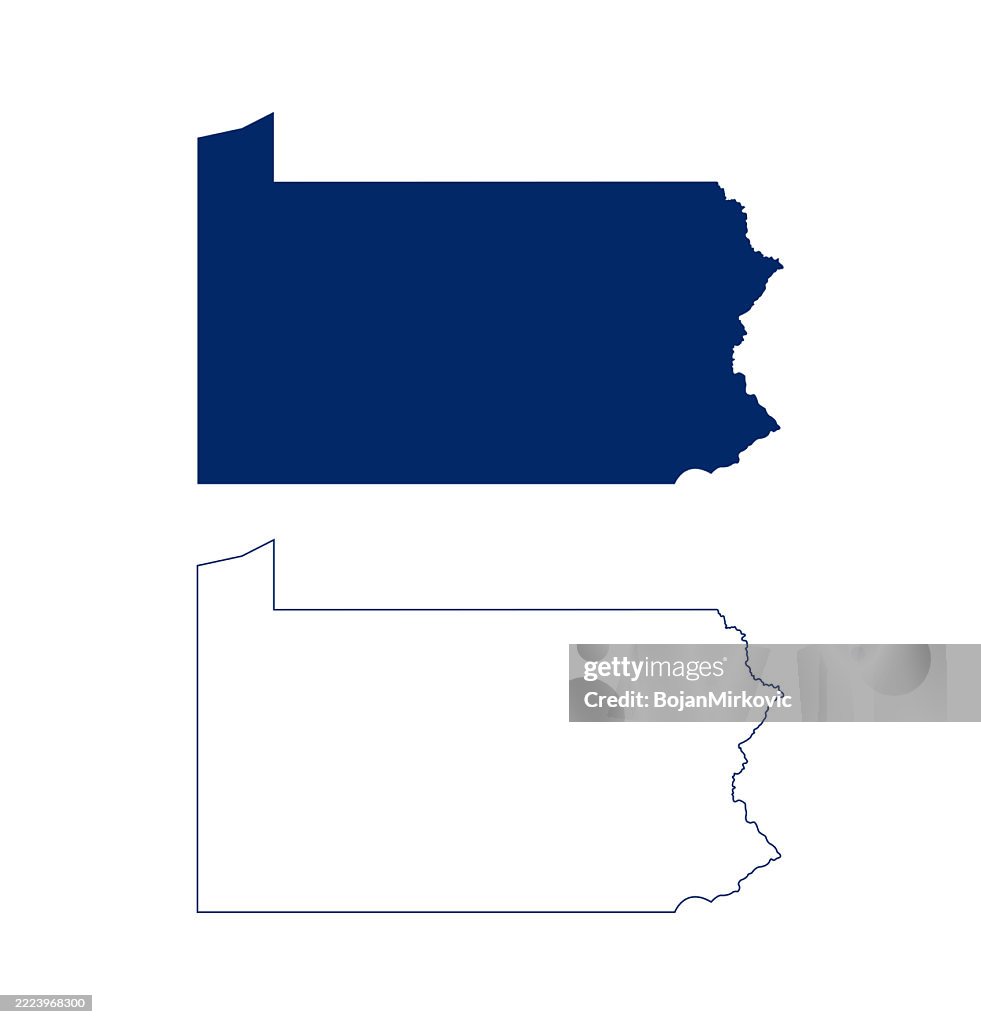 Pa Shape Pennsylvania Solid And Outline Map Vector High-Res Vector Graphic ...