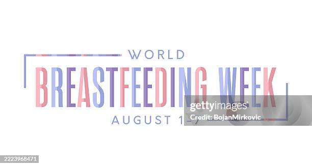 world breastfeeding week lettering card, august 1-7. vector - week stock illustrations