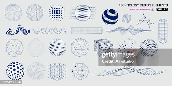 Futuristic vector elements – digital waves, wireframes, and tech spheres Futuristic vector elements – digital waves, wireframes, and tech spheres