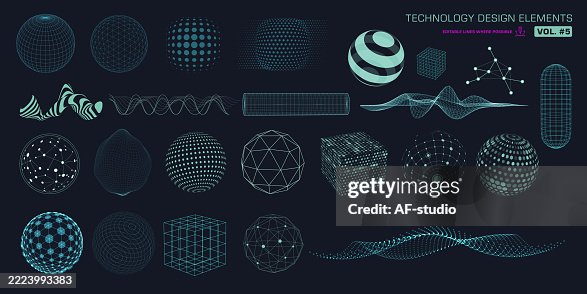 Futuristic vector elements – digital waves, wireframes, and tech spheres - dark mode Futuristic vector elements – digital waves, wireframes, and tech spheres - dark mode