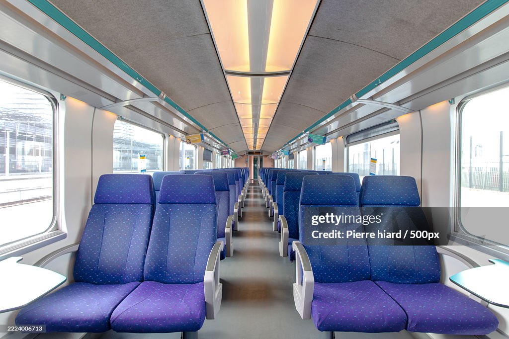 Empty seats in train,Ostende,Flandre,Belgium