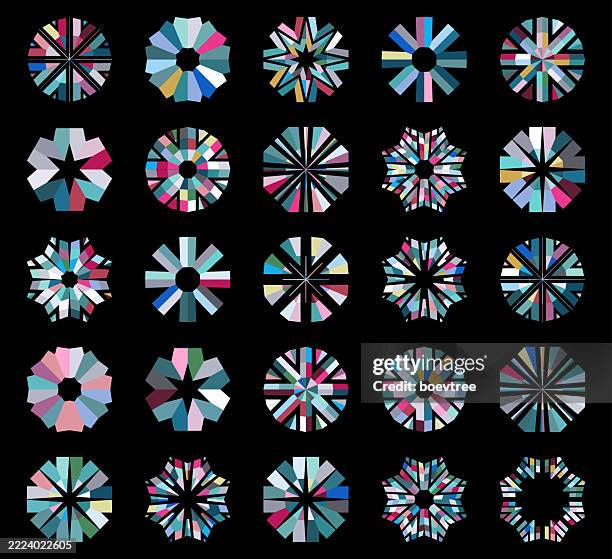 abstract colorful mandala pattern symbol set collection - flower mandala pattern stock illustrations