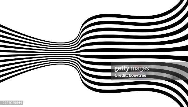 abstract black and white curve zebra stripes wave element - converging lines black vector stock illustrations
