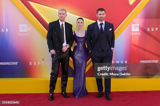 Nicholas Hoult, Rachel Brosnahan and David Corenswet attend the Los Angeles Premiere of Warner Bros. "Superman" at TCL Chinese Theatre on July 07,...