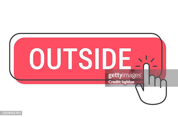 outside - click button with hand cursor on white background - moving boxes outside stock illustrations