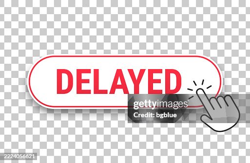 Delayed - 3D click web button with hand cursor on blank background Delayed - 3D click web button with hand cursor on blank background