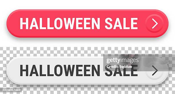 halloween sale - 3d click web buttons on blank background - website button arrow stock illustrations