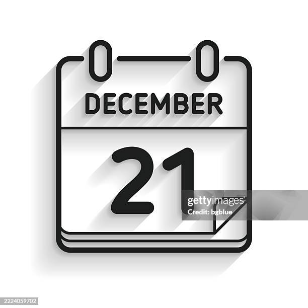 december 21. line icon with long shadow on white background - december 21 stock illustrations