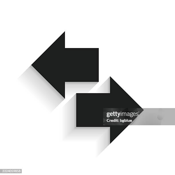 transfer arrows. icon with long shadow on white background - data migration icon stock illustrations