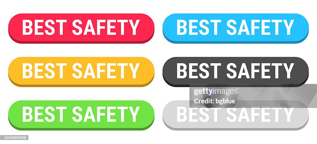 Safety Programs Button Image Best Safety Colorful 3d Click Web Buttons On Blank Background High-Res ...