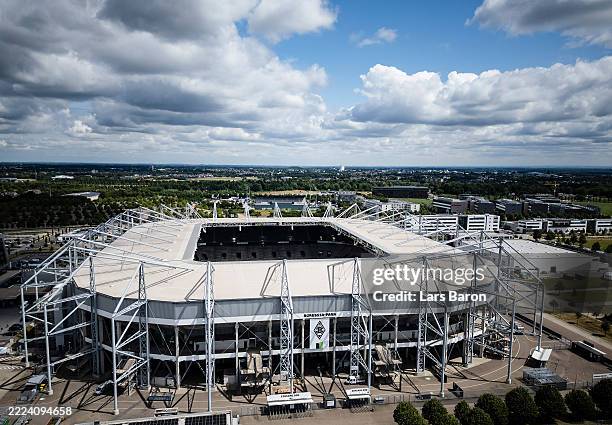General view of the Borussia-Park on July 08, 2025 in Moenchengladbach, Germany.
