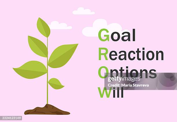 goals,reality,options,will. grow - feedback-loop-infographic stock illustrations