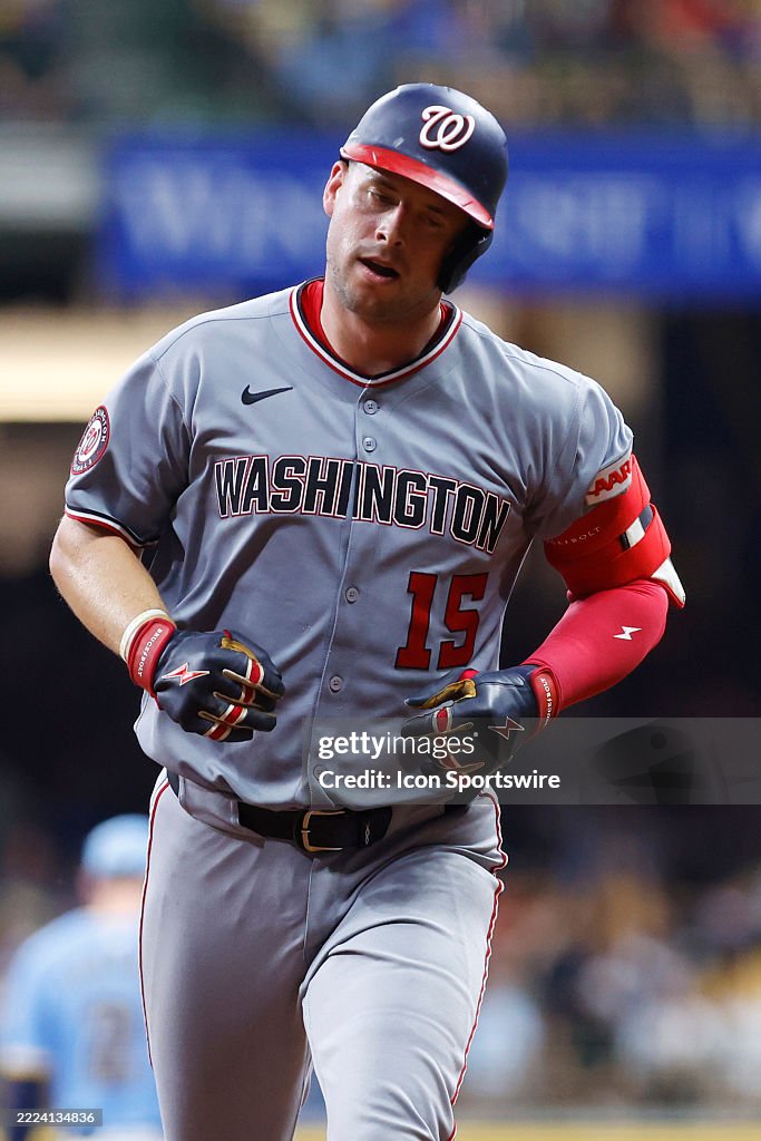 Nationals Riley Adams Washington Nationals catcher Riley Adams runs the bases during a game ...